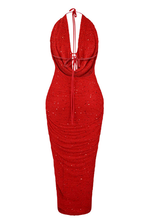 Viva Sequin Halter Maxi Dress Dress EDGE